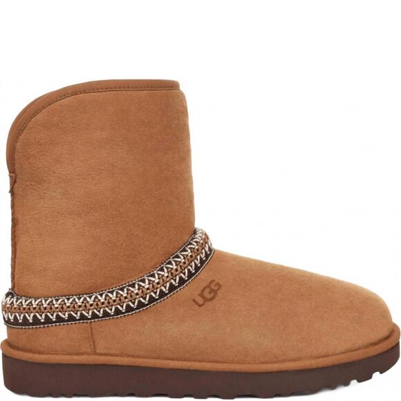 NEW UGG women's classic short crescent boots in chestnut - Picture 3 of 10